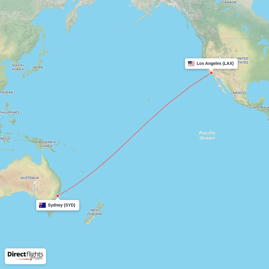 LAX - SYD route map