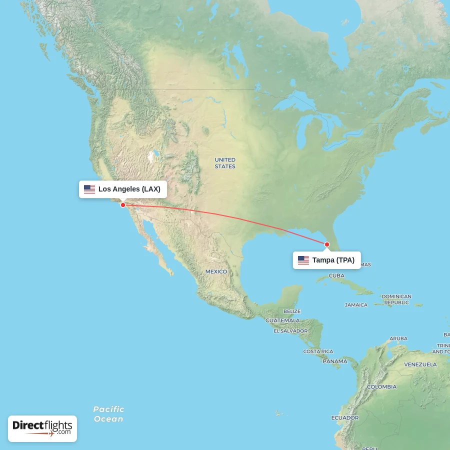 LAX - TPA route map