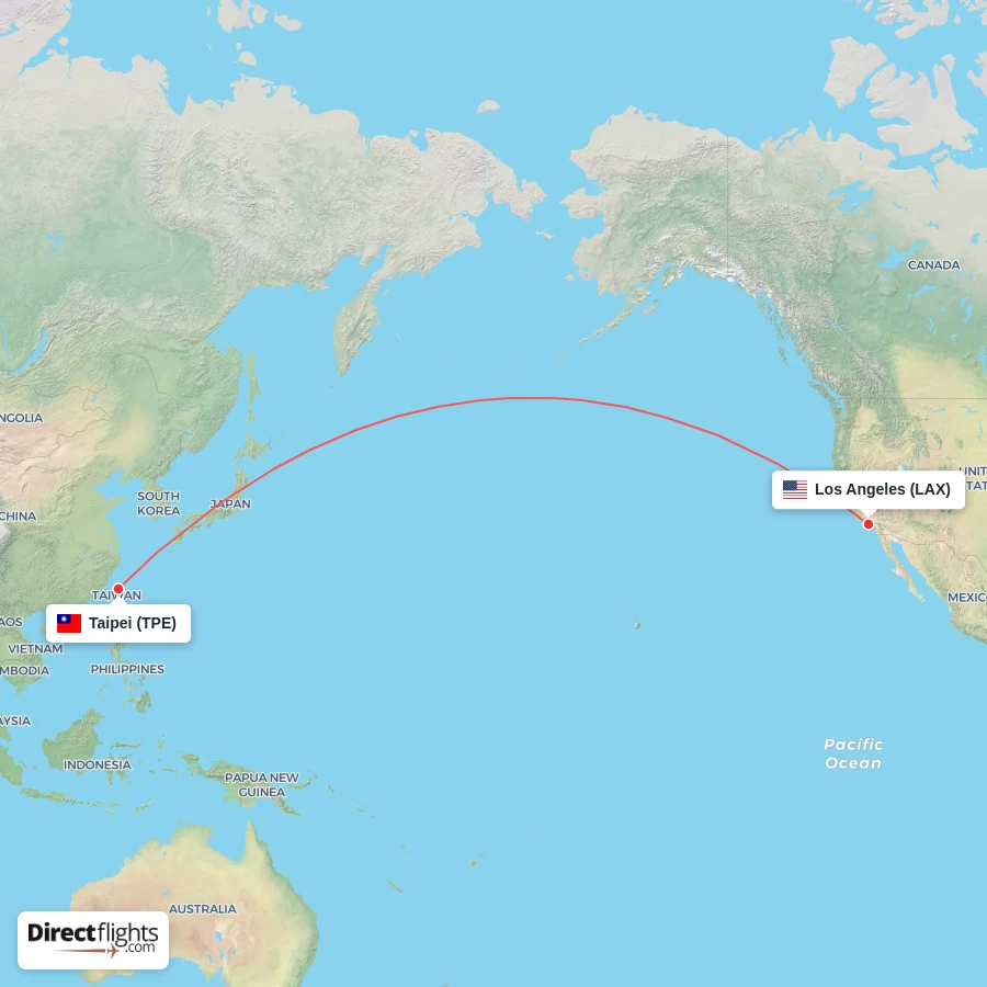 LAX - TPE route map