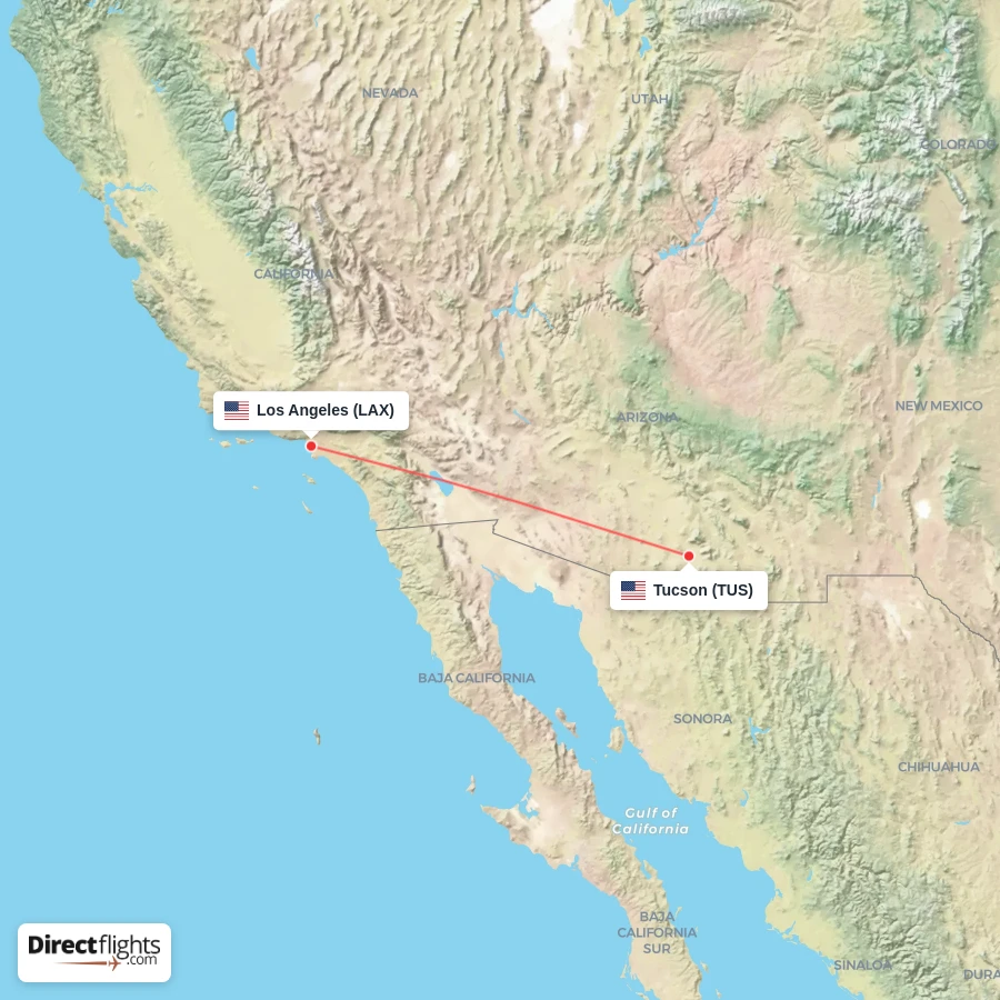 LAX - TUS route map