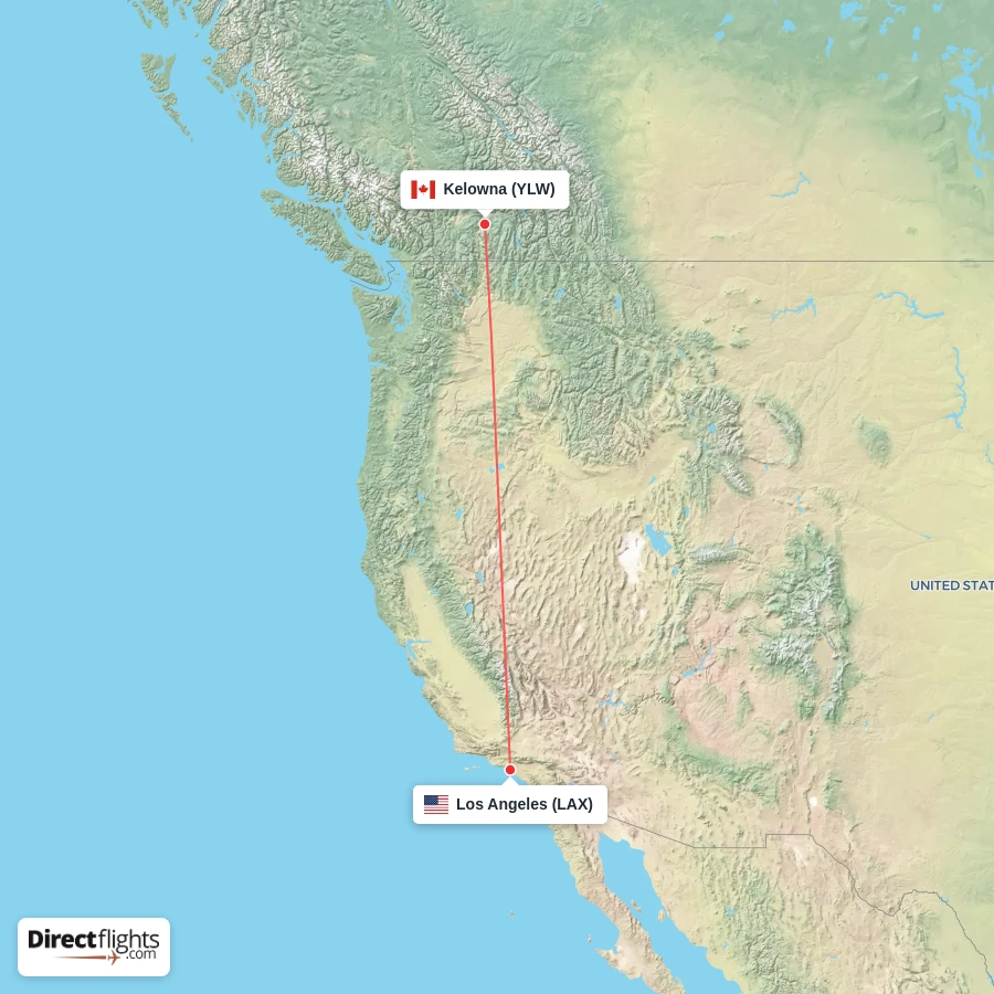 LAX - YLW route map