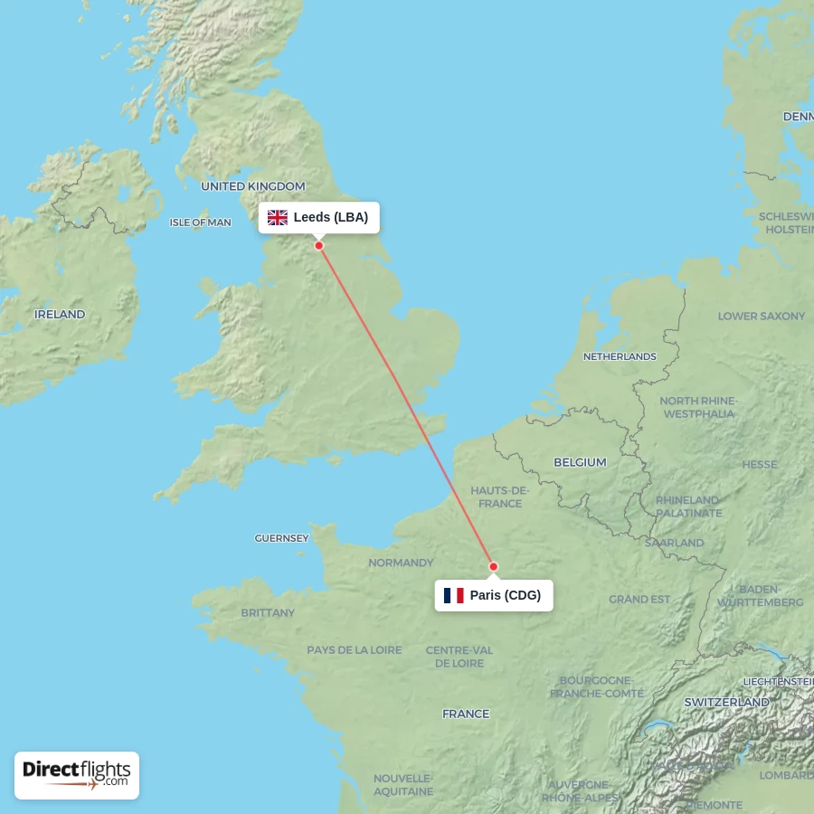 LBA - CDG route map