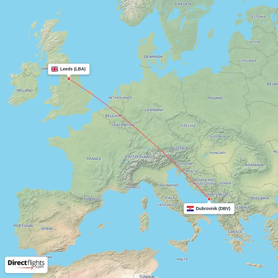 LBA - DBV route map