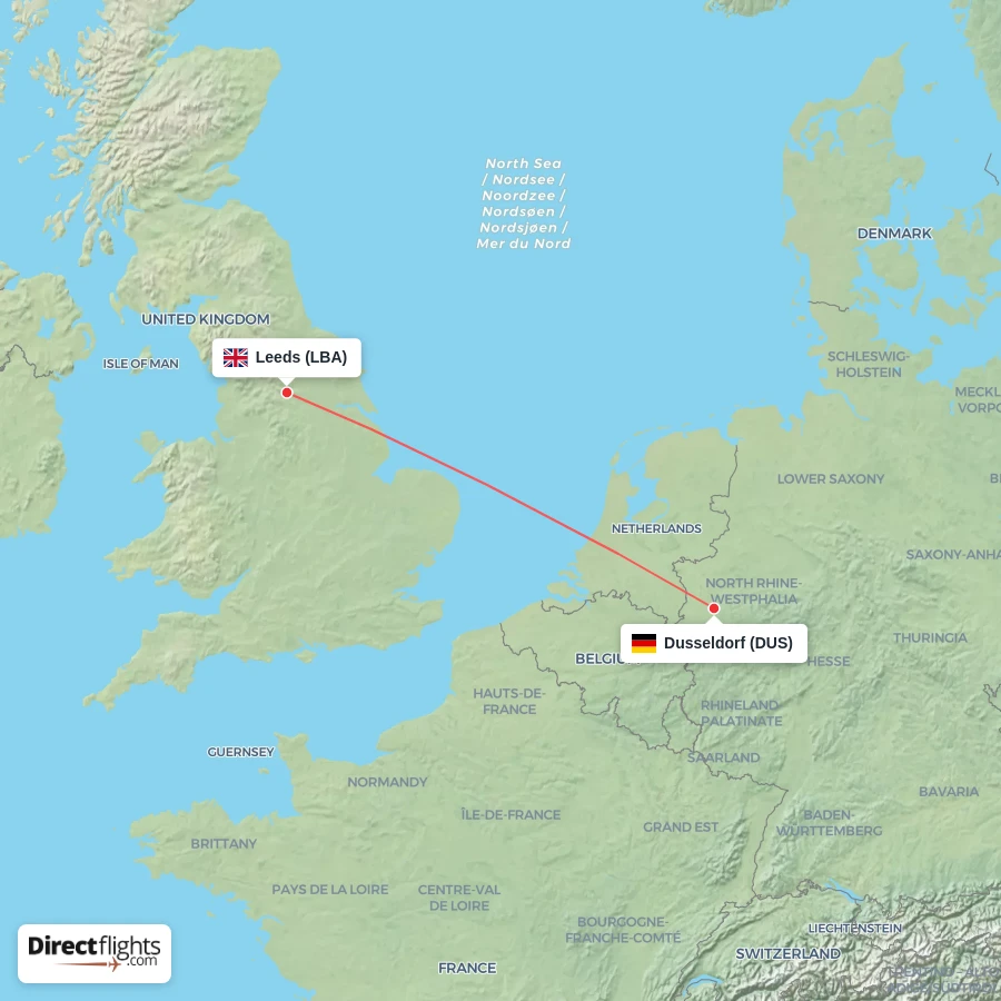 LBA - DUS route map