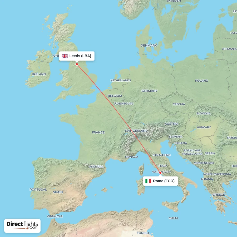 LBA - FCO route map