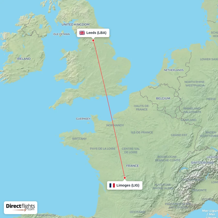 LBA - LIG route map