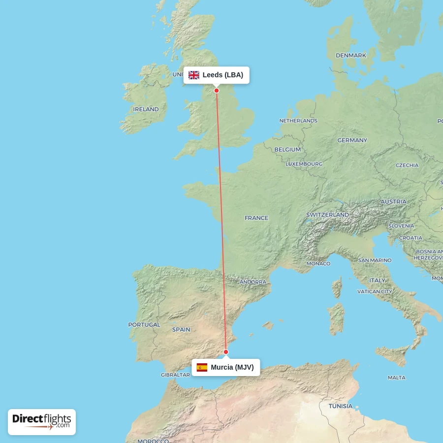 LBA - MJV route map