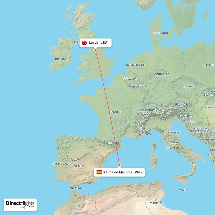 LBA - PMI route map