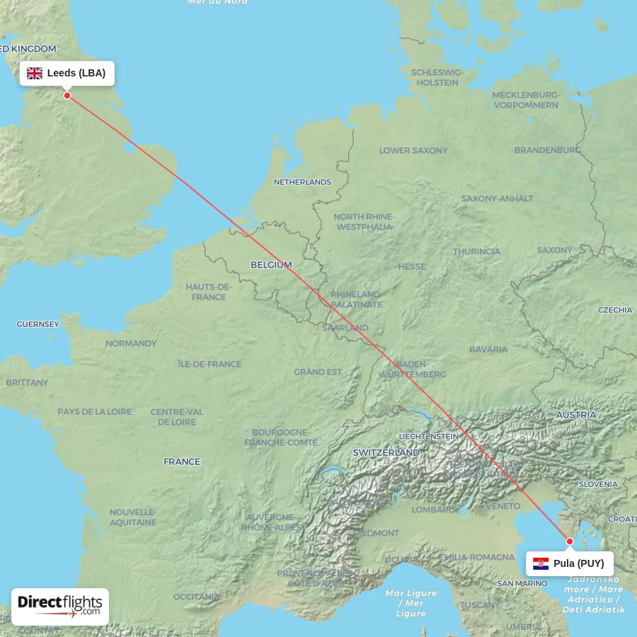 LBA - PUY route map