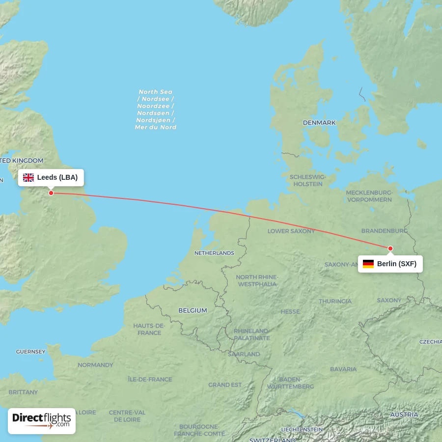 LBA - SXF route map