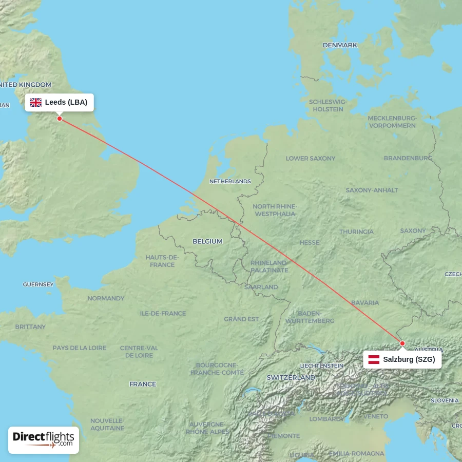 LBA - SZG route map