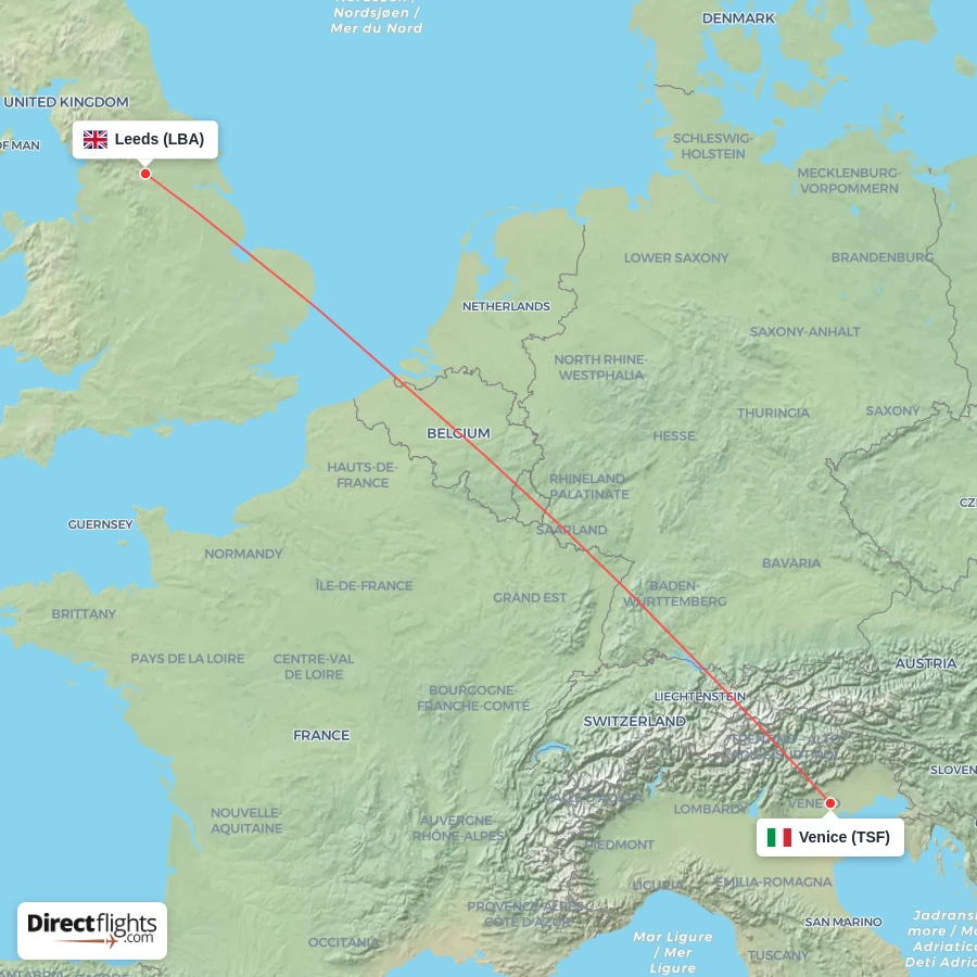 LBA - TSF route map