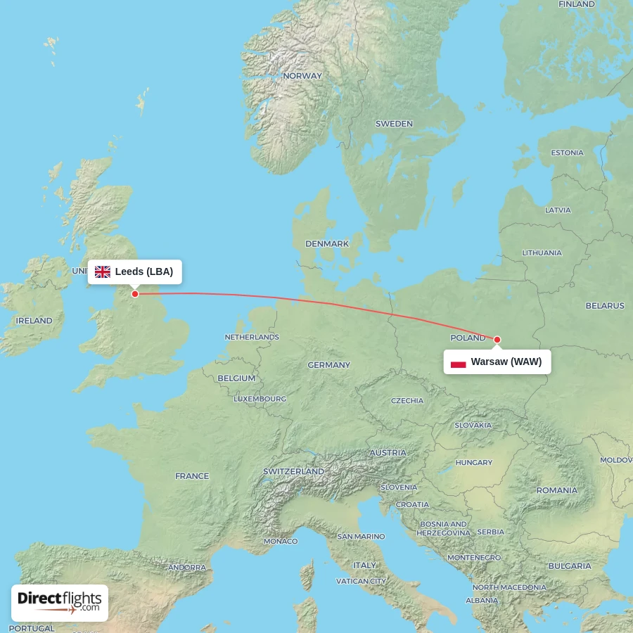 LBA - WAW route map