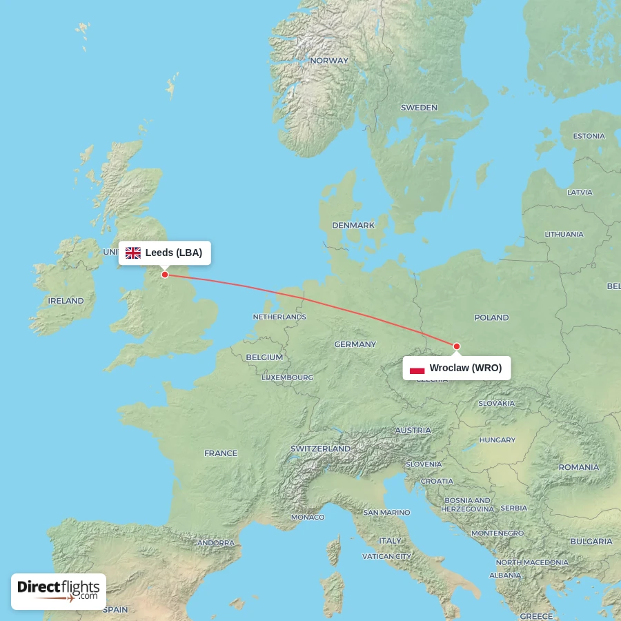 LBA - WRO route map