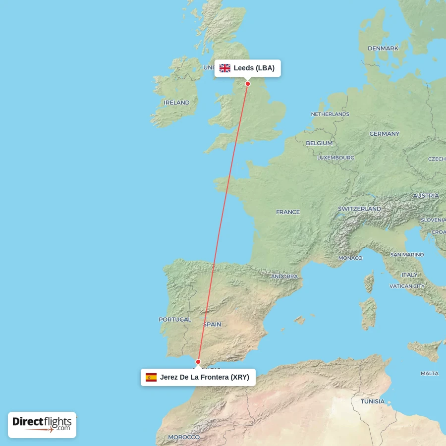 LBA - XRY route map
