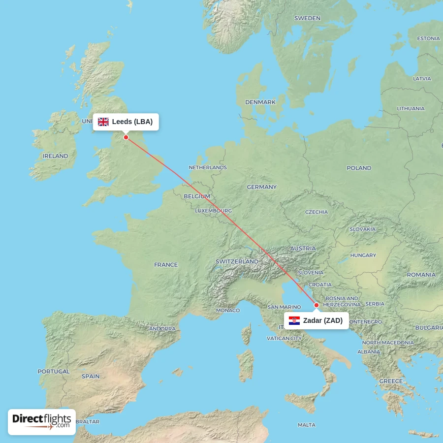 LBA - ZAD route map