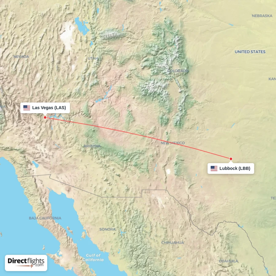 LBB - LAS route map