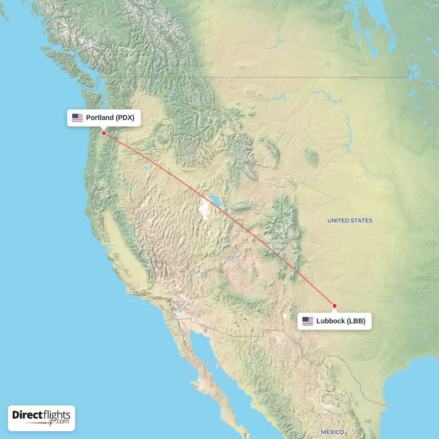 LBB - PDX route map
