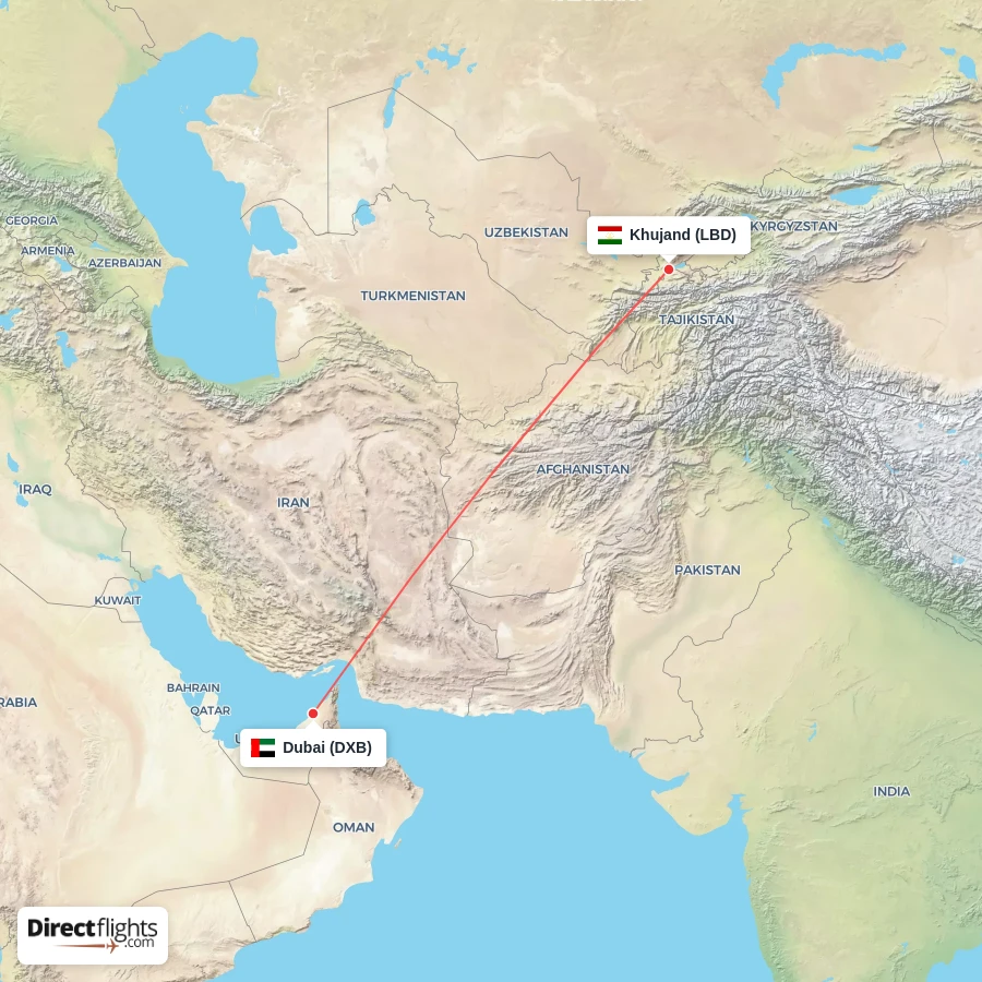 LBD - DXB route map