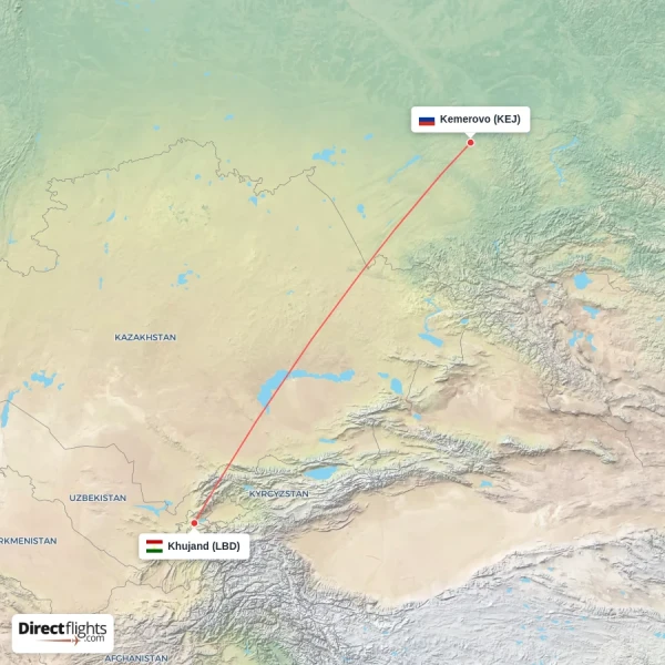 Khujand - Kemerovo direct flight map