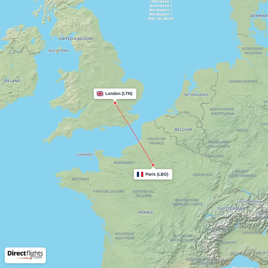 LBG - LTN route map