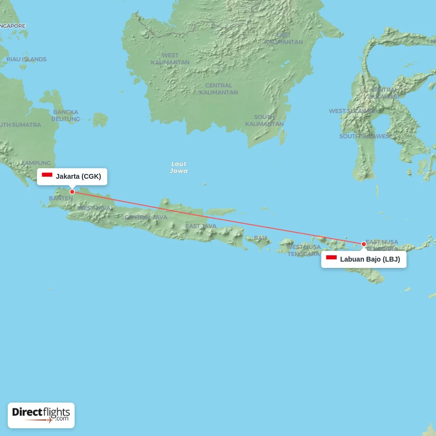 LBJ - CGK route map