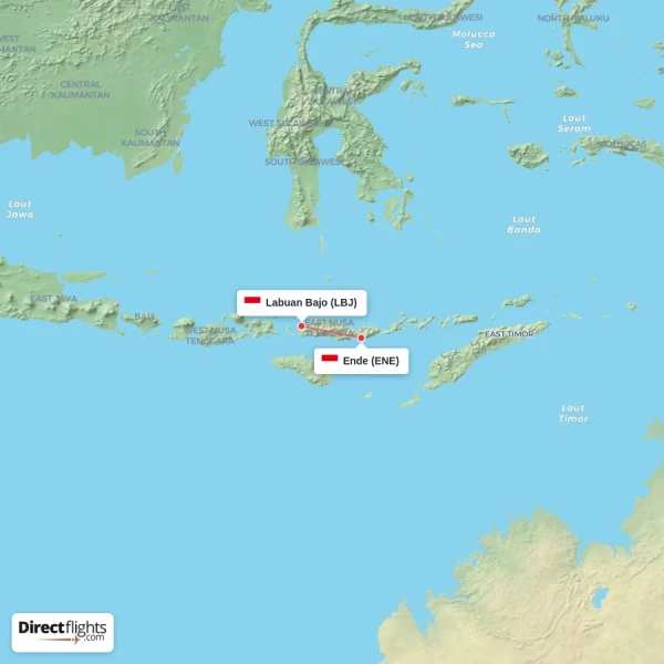 Labuan Bajo - Ende direct flight map