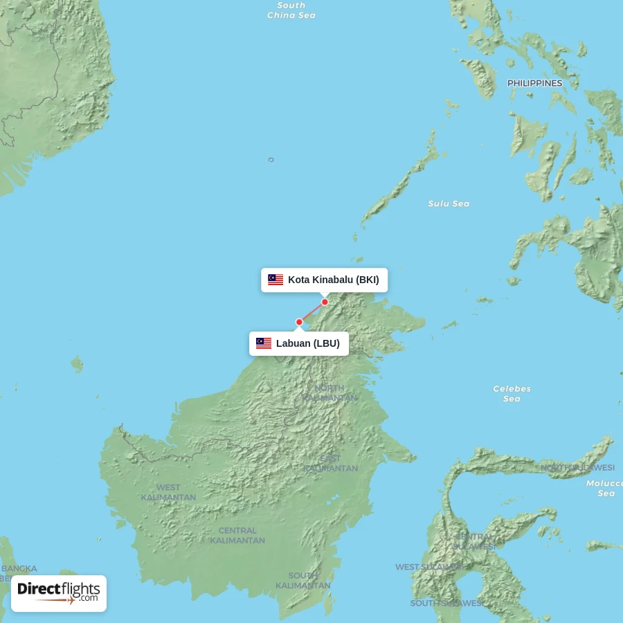 LBU - BKI route map