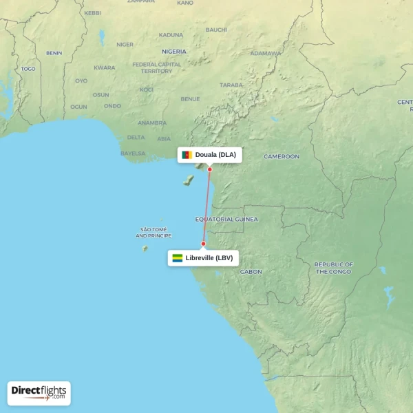 Libreville - Douala direct flight map
