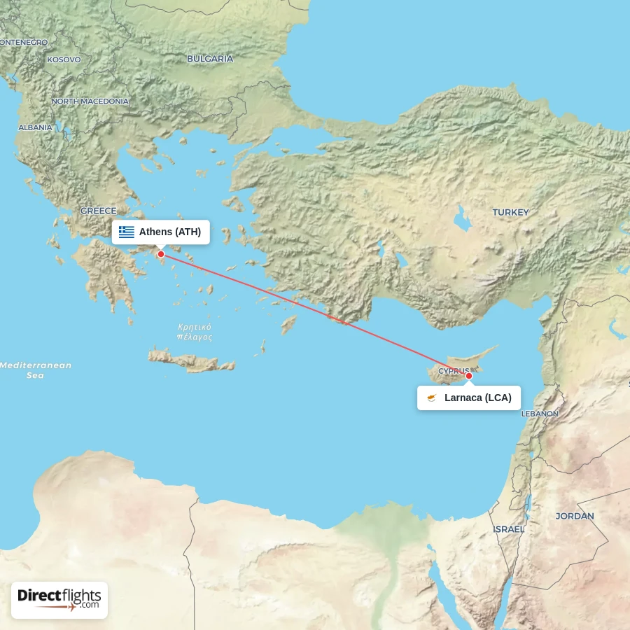 LCA - ATH route map