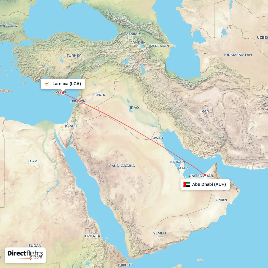 LCA - AUH route map