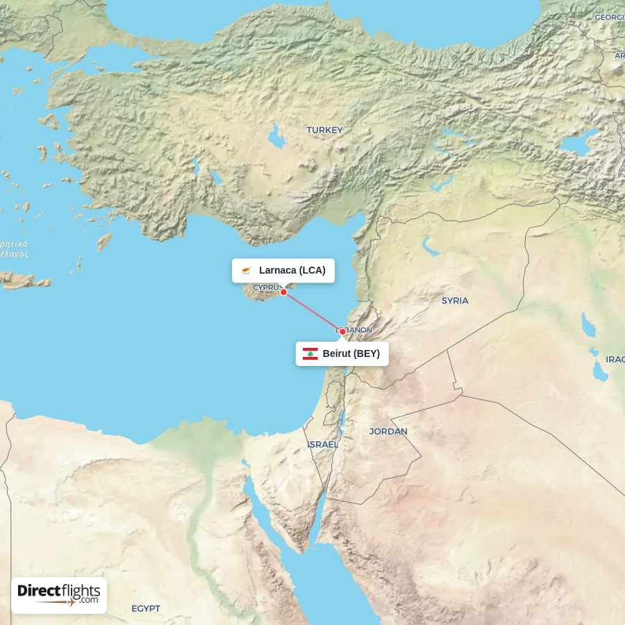 LCA - BEY route map