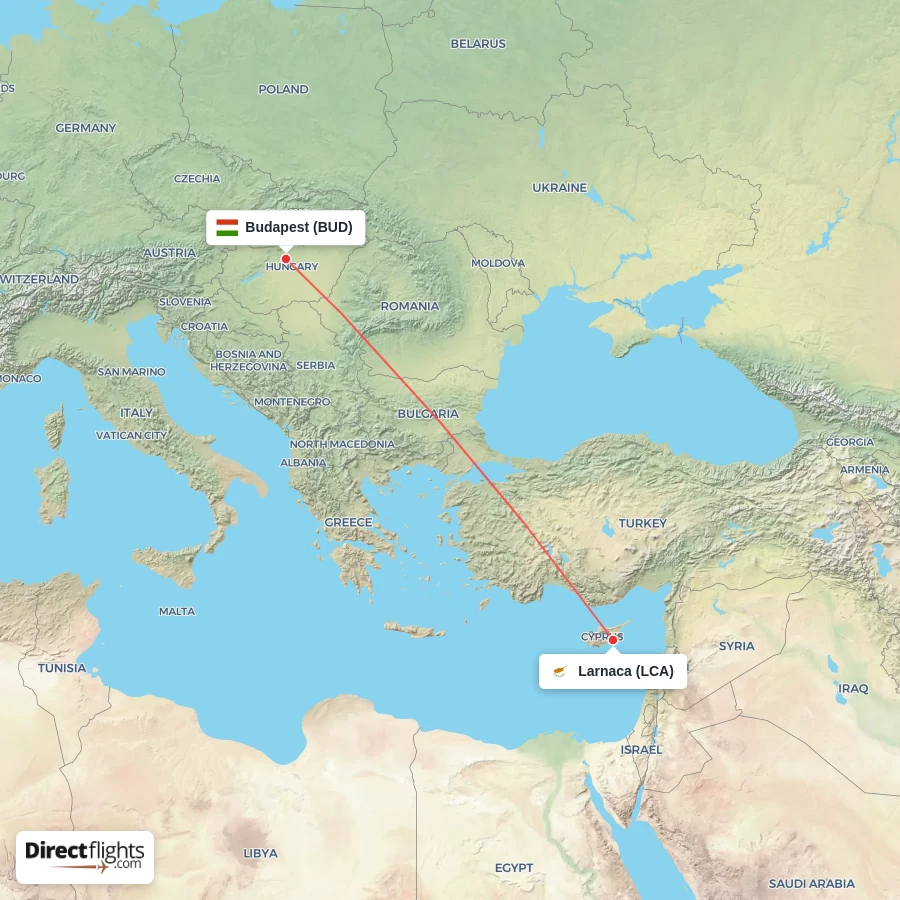 LCA - BUD route map