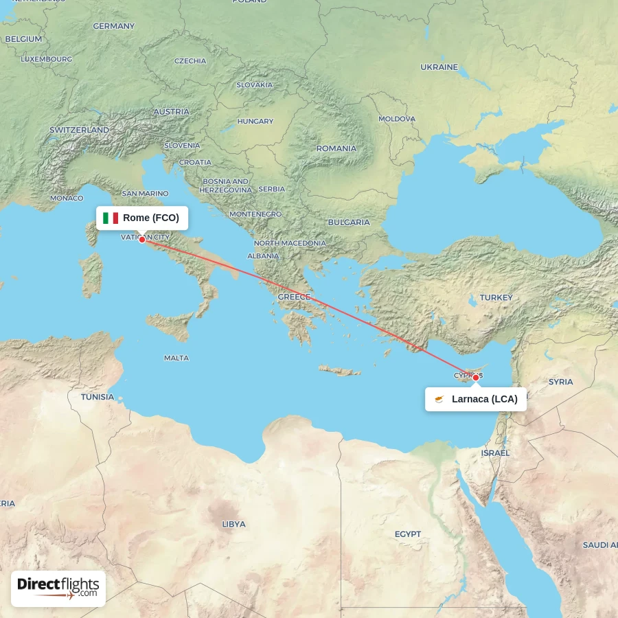 LCA - FCO route map