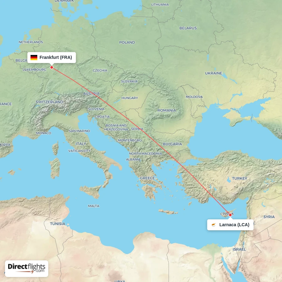 LCA - FRA route map