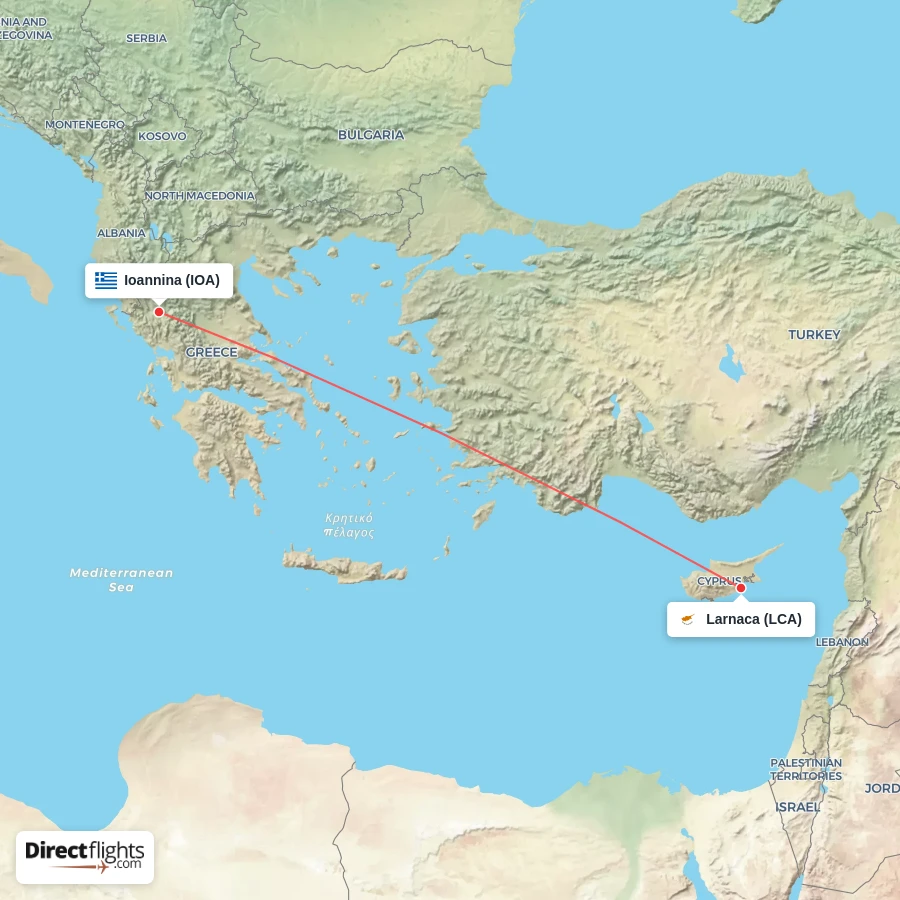 LCA - IOA route map