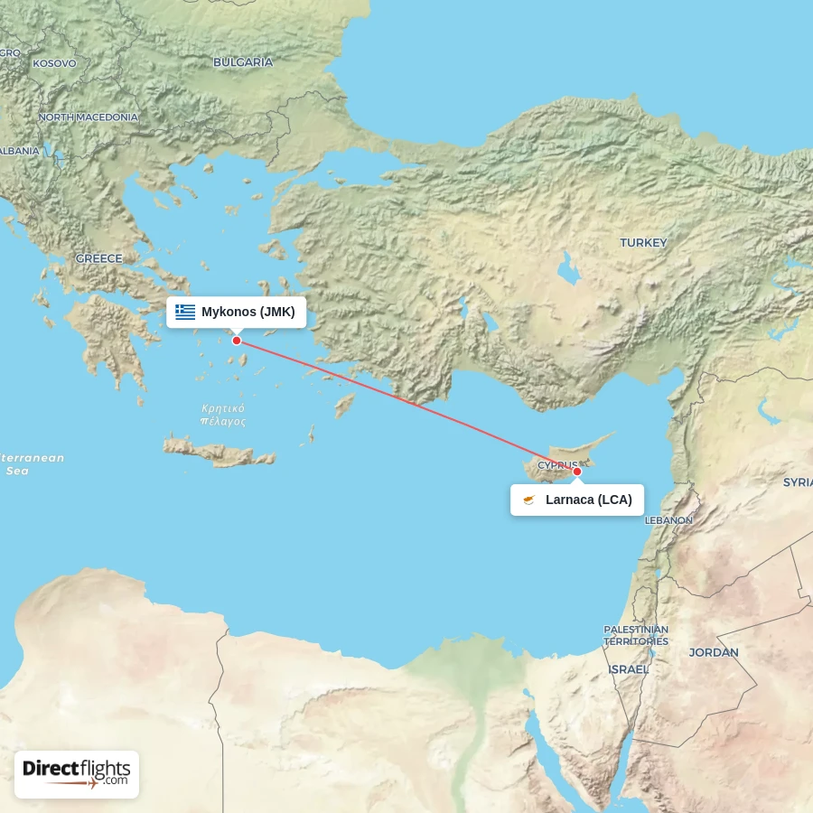 LCA - JMK route map