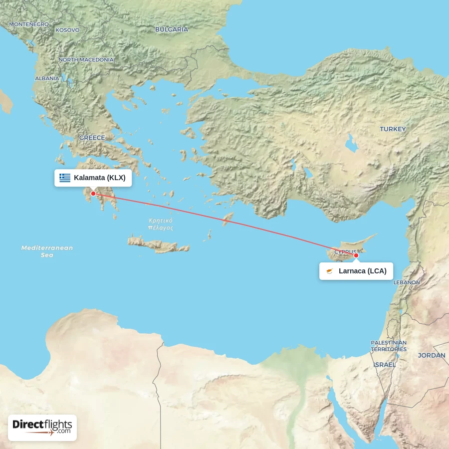 LCA - KLX route map