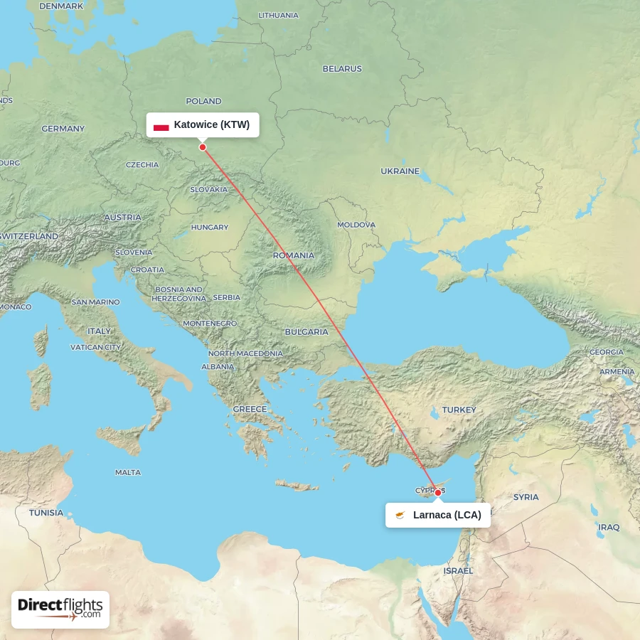 LCA - KTW route map