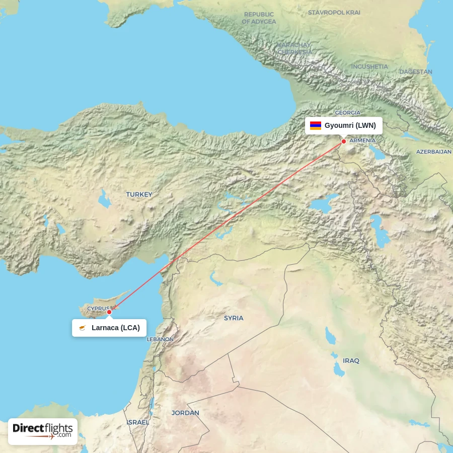 LCA - LWN route map