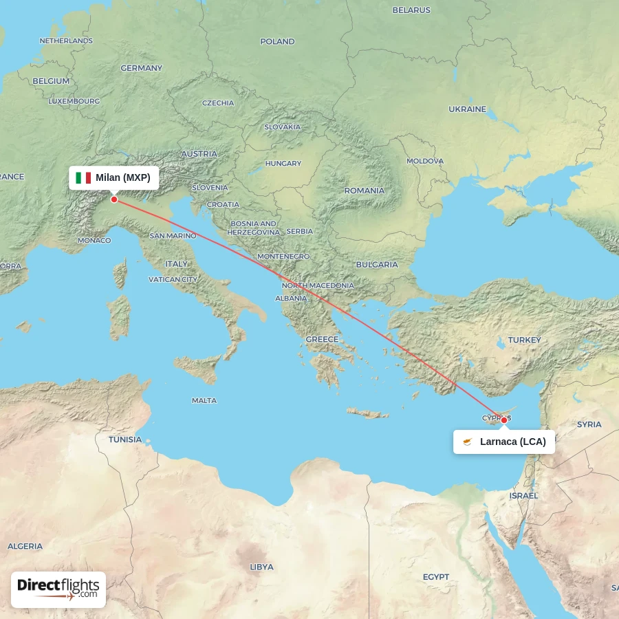 LCA - MXP route map