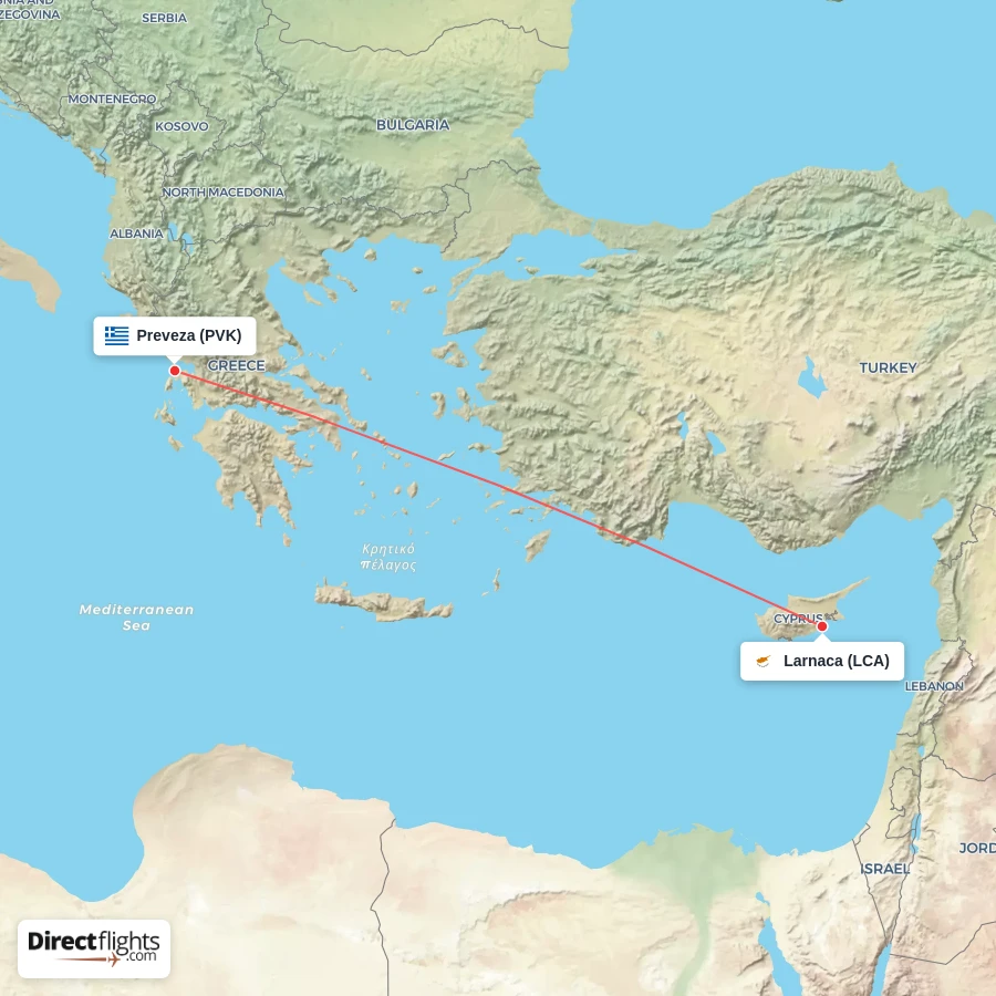 LCA - PVK route map