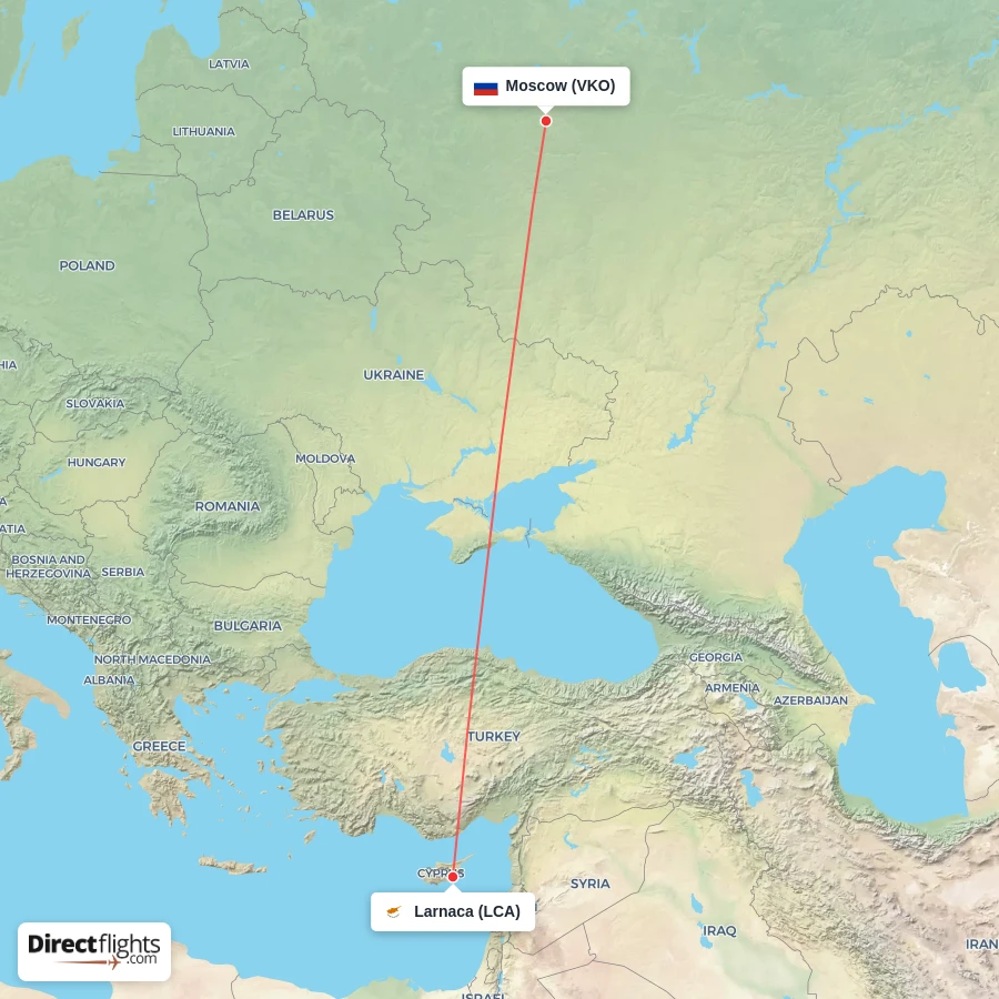 LCA - VKO route map