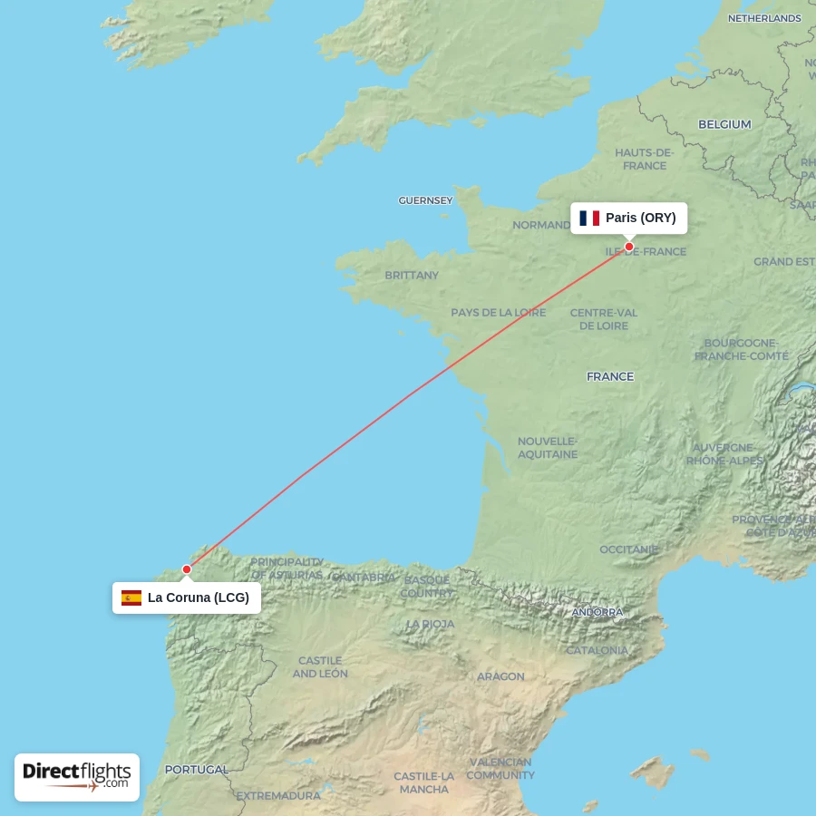 LCG - ORY route map