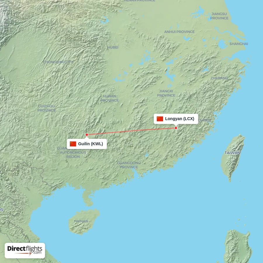 LCX - KWL route map