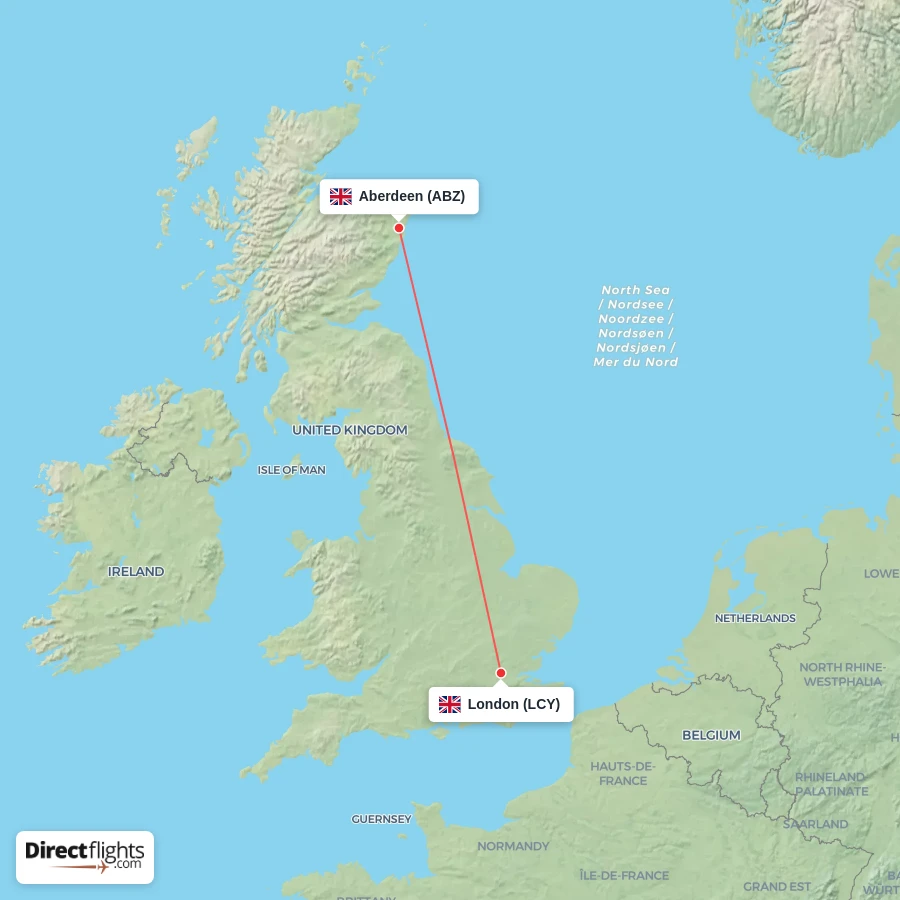 LCY - ABZ route map