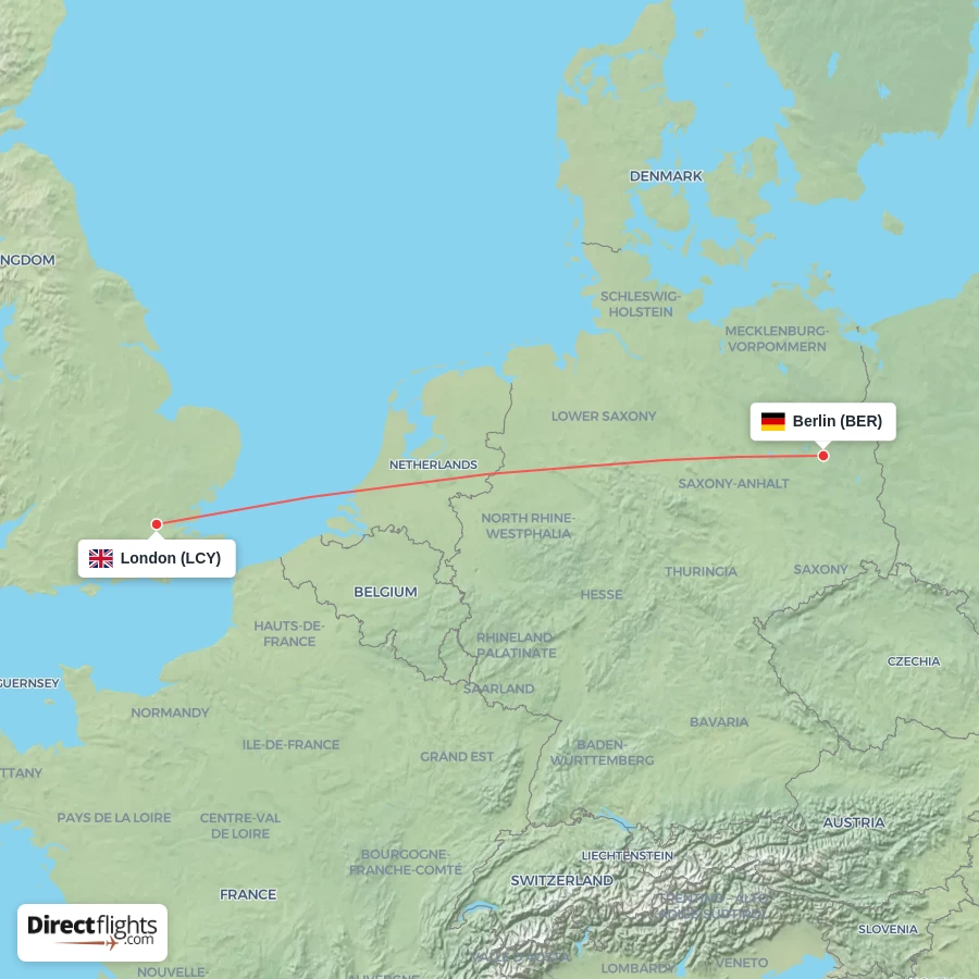 LCY - BER route map