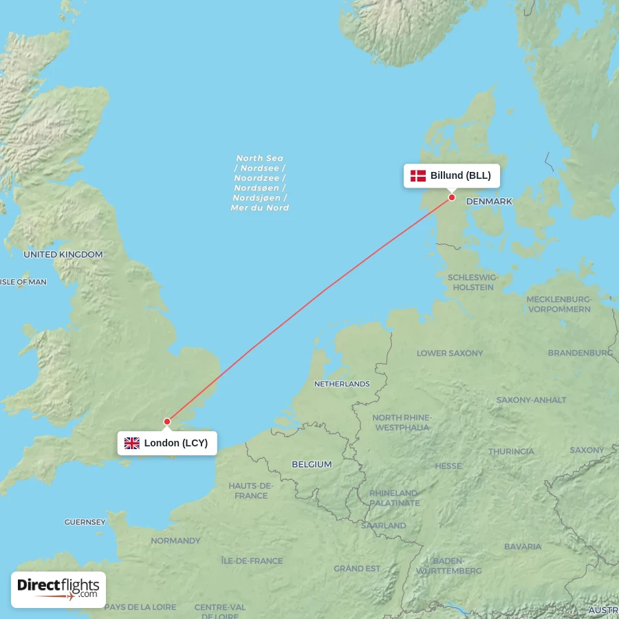 LCY - BLL route map