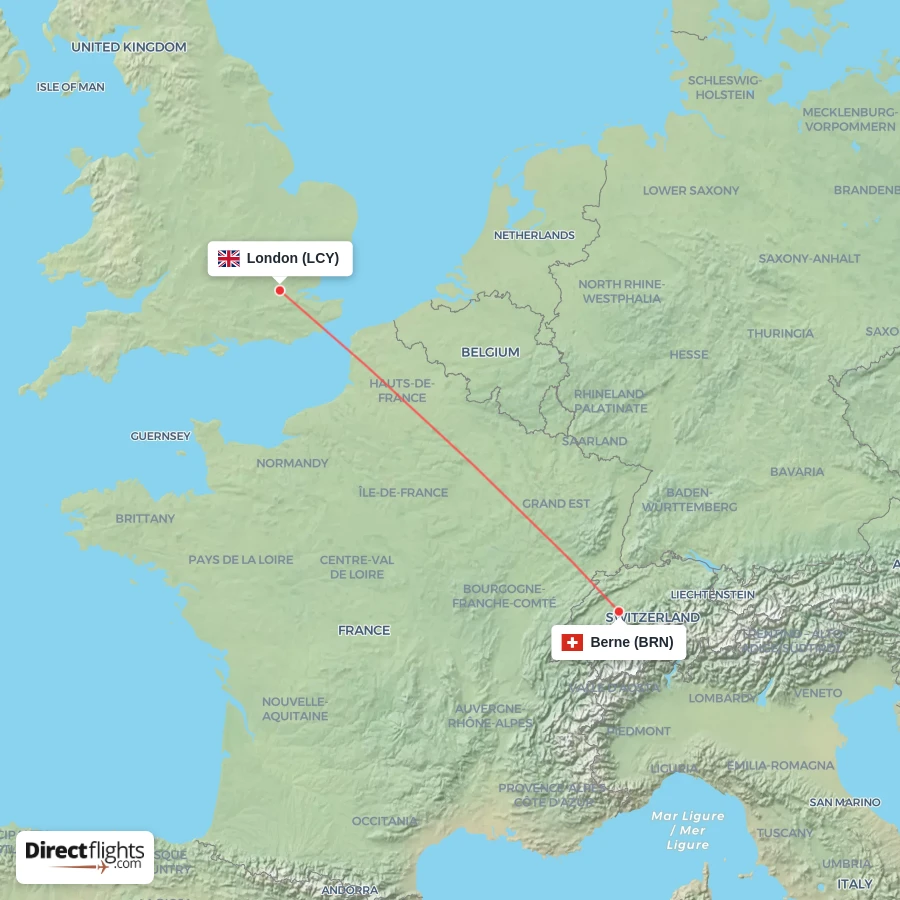 LCY - BRN route map