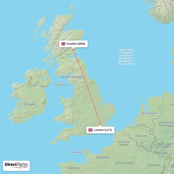 London - Dundee direct flight map